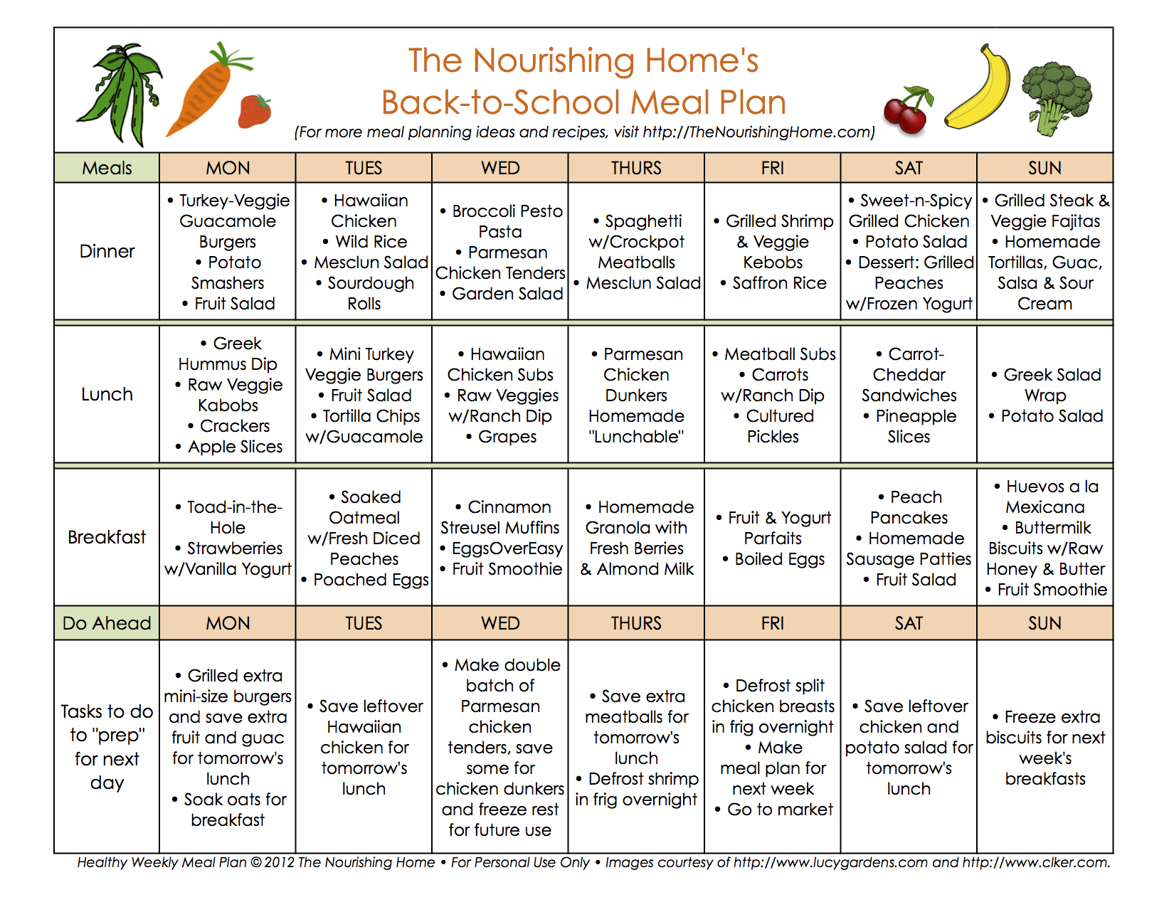 1st Week Back to School Meal Plan The Nourishing Home