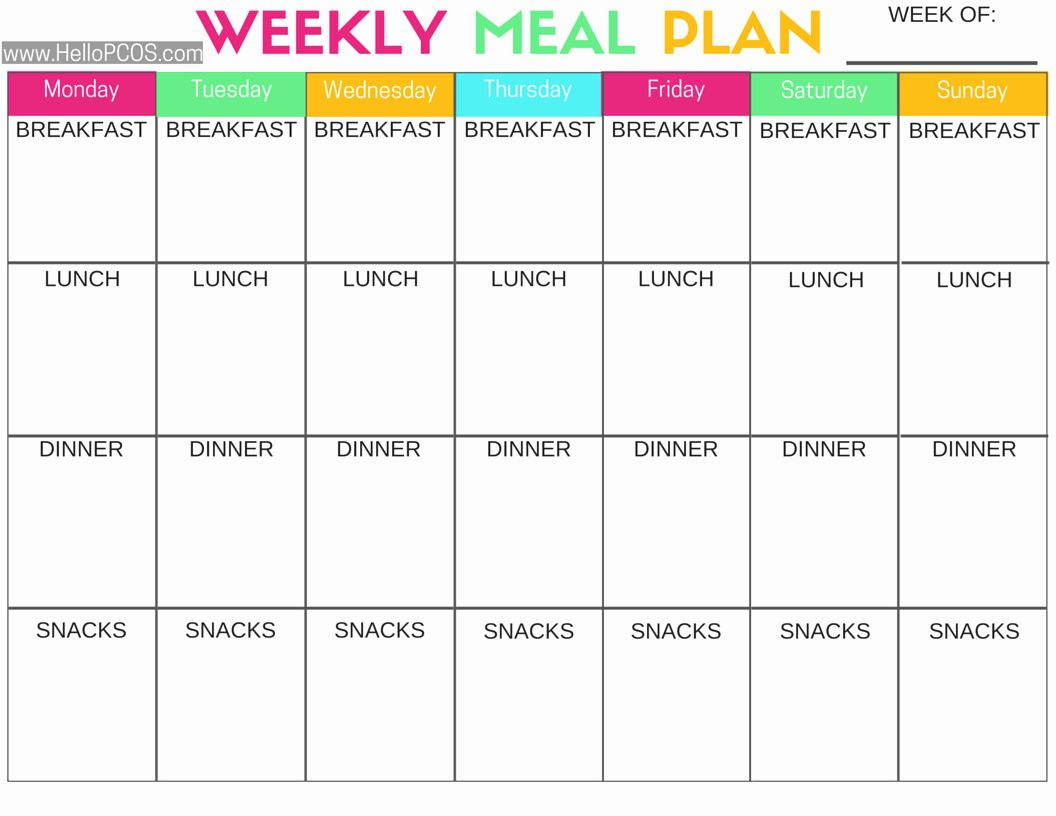 30 Meal Plan Weekly Template In 2020 With Images Meal 