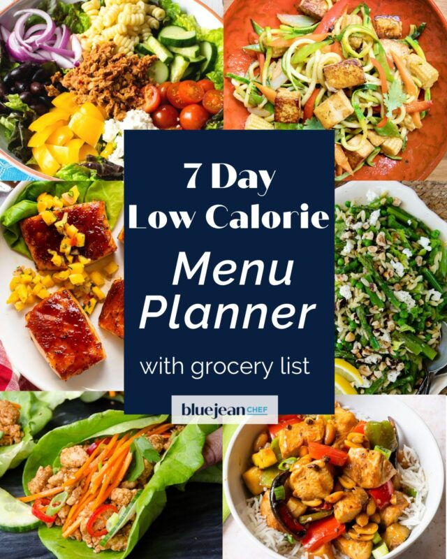 7 Day Menu Planner Low Calorie Blue Jean Chef 