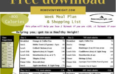800 Calorie Diet Plan Menu PDF Free Download