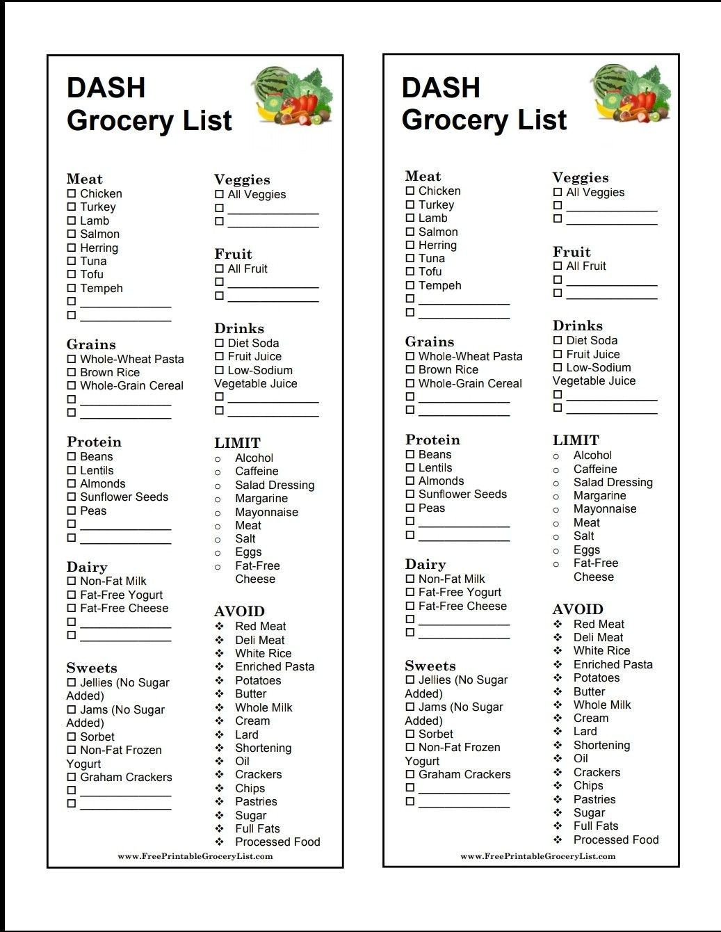Dash Diet Grocery List Dash Diet Meal Plan Dash Diet 