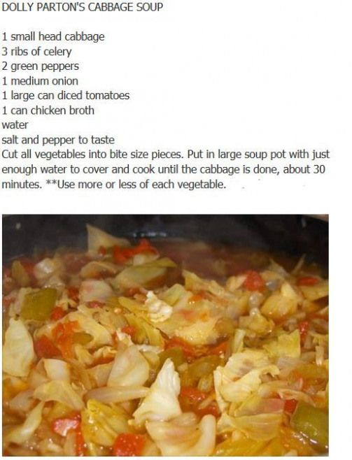 Dolly Parton s Cabbage Soup Recipe detoxsoup Cabbage 