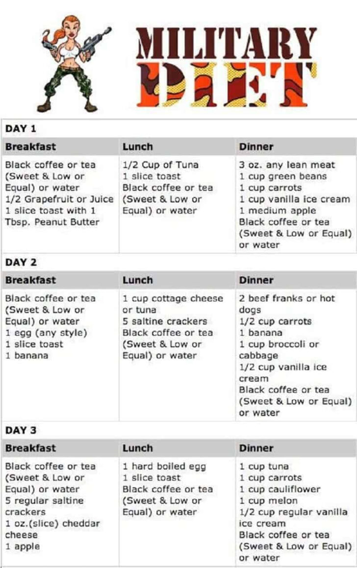 Military Diet Printable Meal Plan