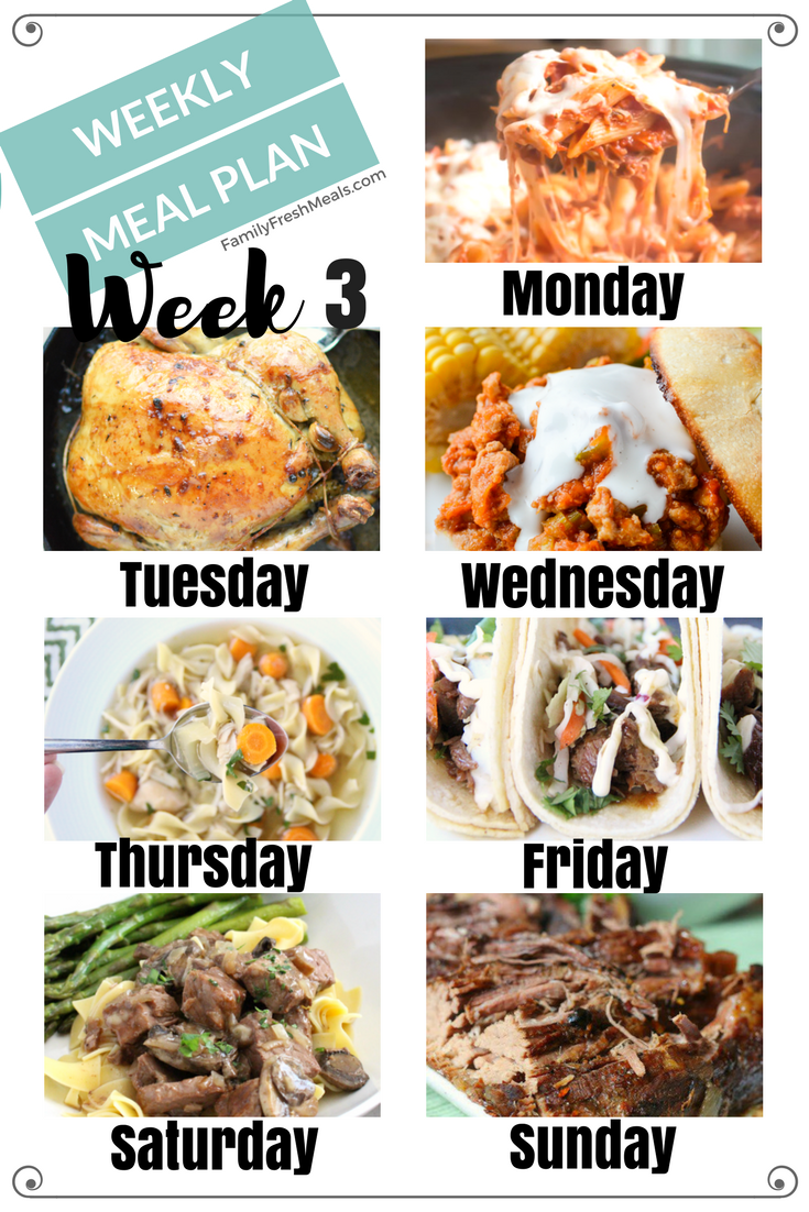 Easy Weekly Meal Plan Week 3 Family Fresh Meals