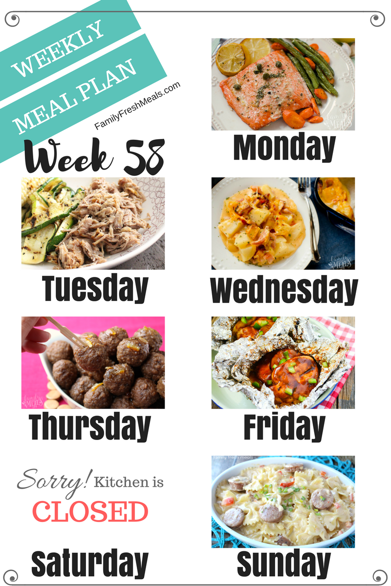 Easy Weekly Meal Plan Week 58 Family Fresh Meals