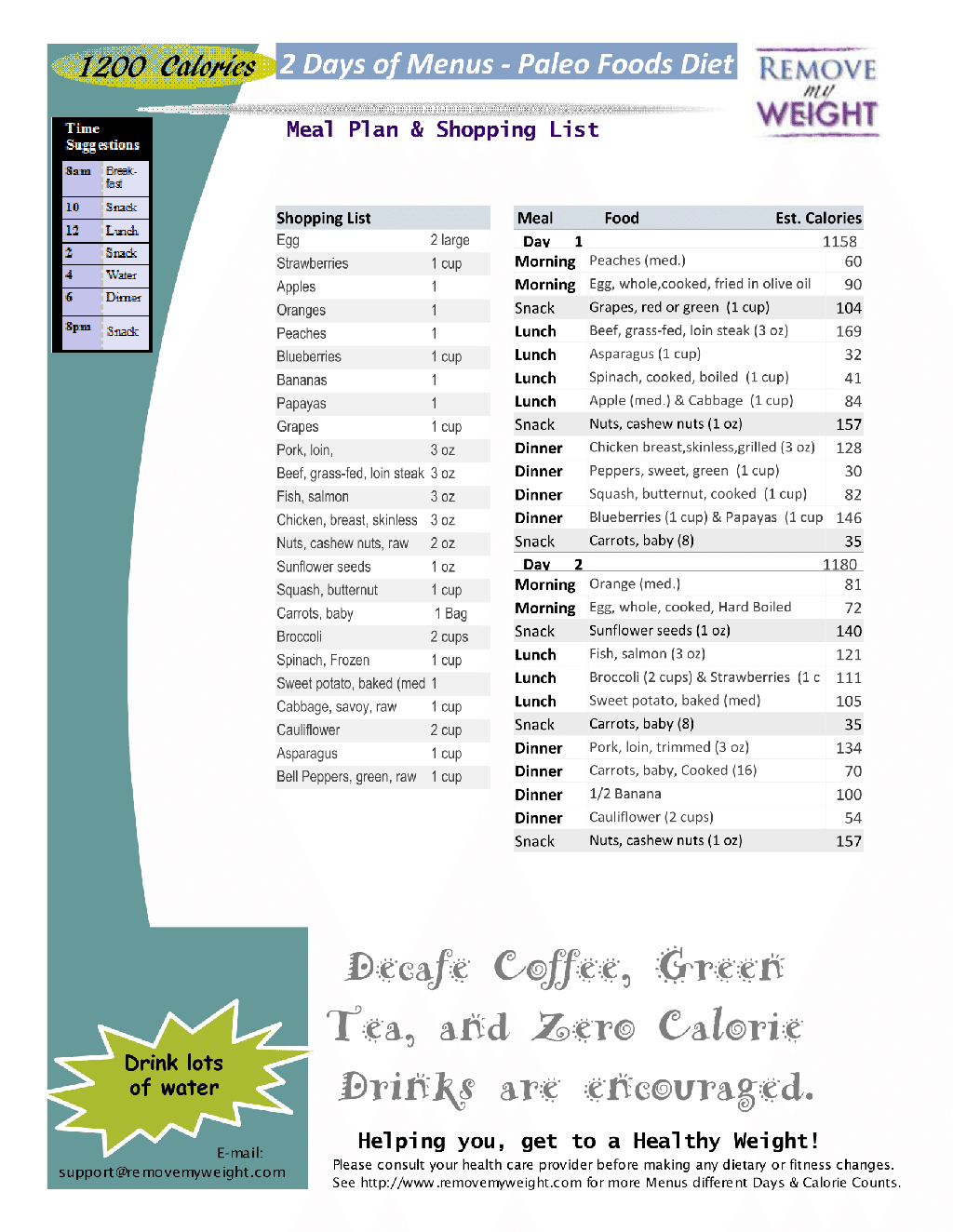 Free Printable 1200 Calorie Diet Menu Free Printable