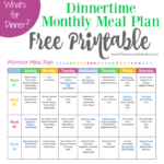 Monthly Meal Plan For Dinner Free Printable Monthly