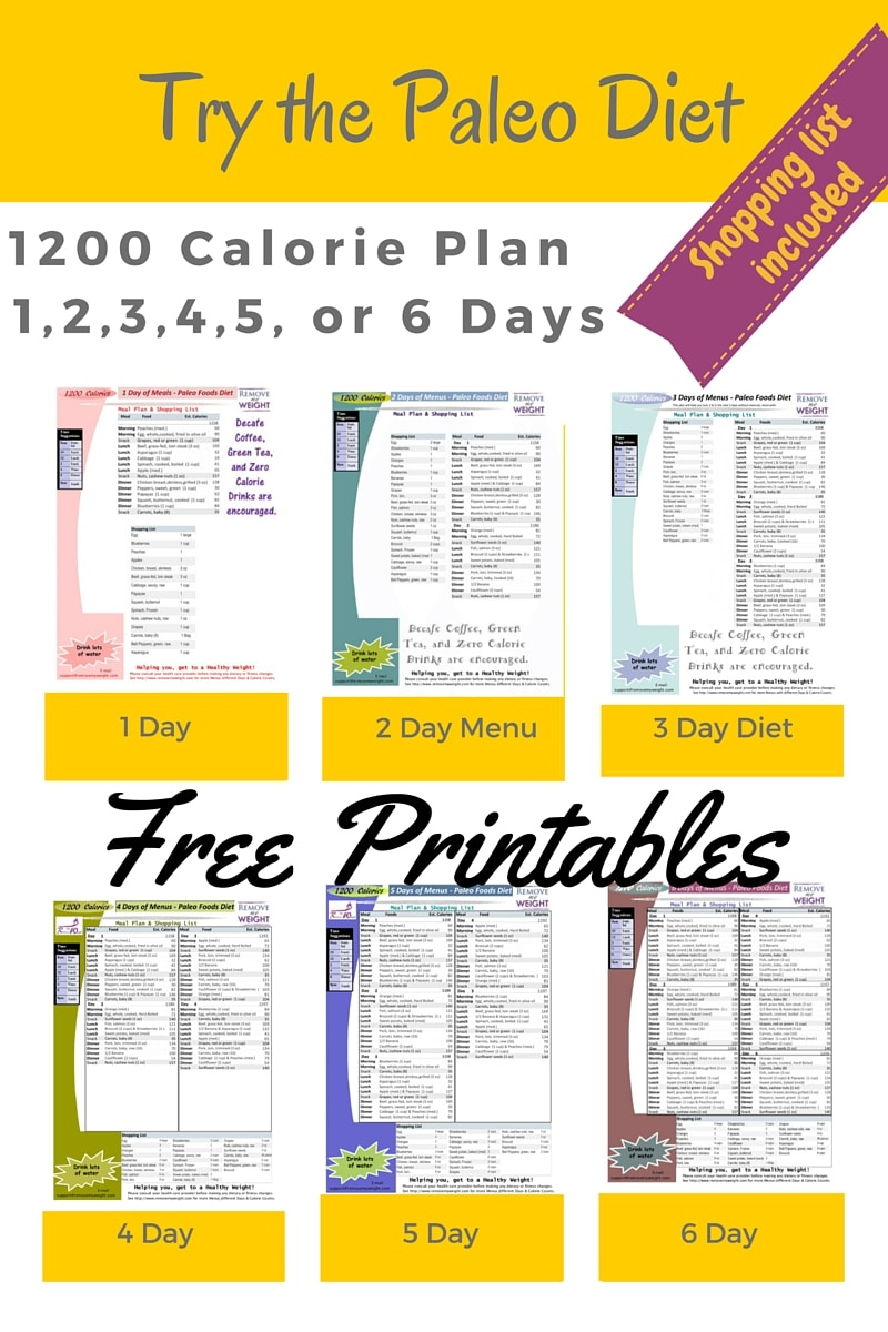 Printable 1200 Calorie Paleo Diet For 6 Days Or Less 