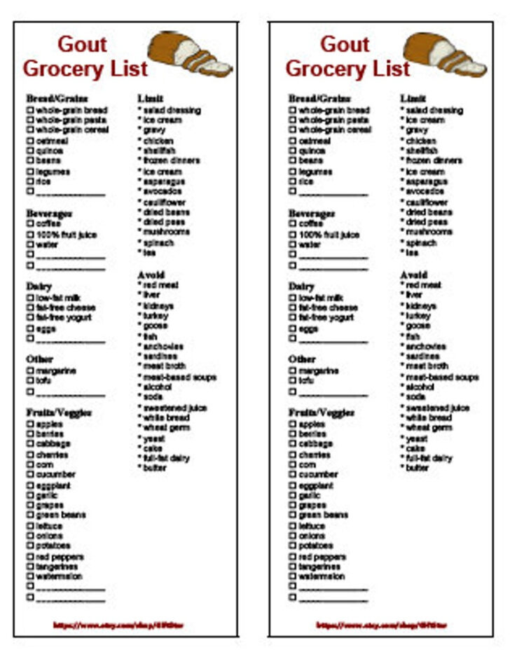 Grocery List For Gout Patients