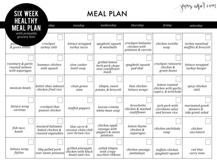 Free Printable Healthy Meal Plans