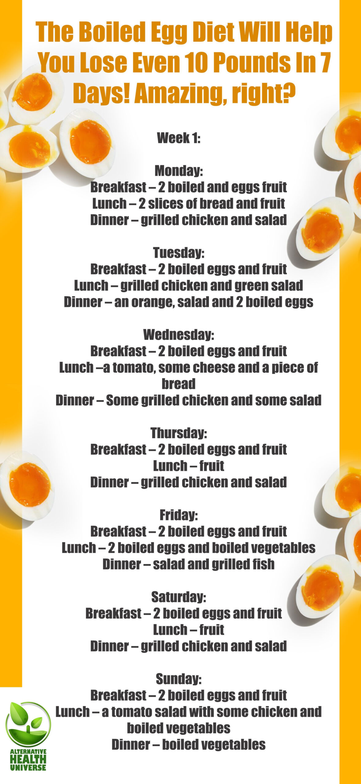 Printable Egg Diet Plan | Printable Diet Plan