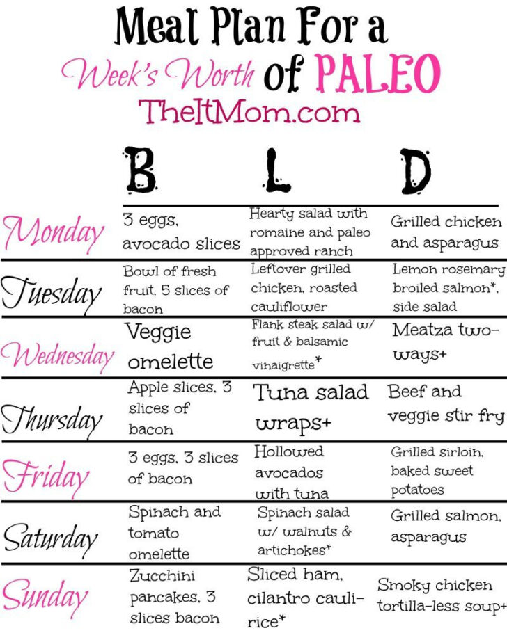 Printable Paleo Diet Meal Plan